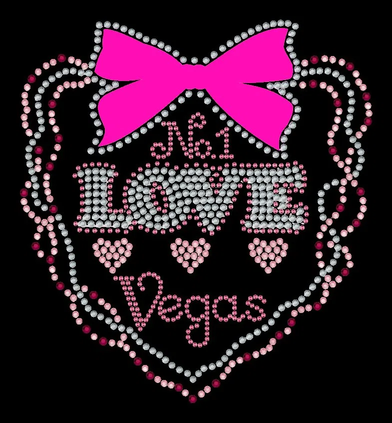 Las Vegas Bow & Heart Rhinestone T-Shirt hotfix T-shirt reference