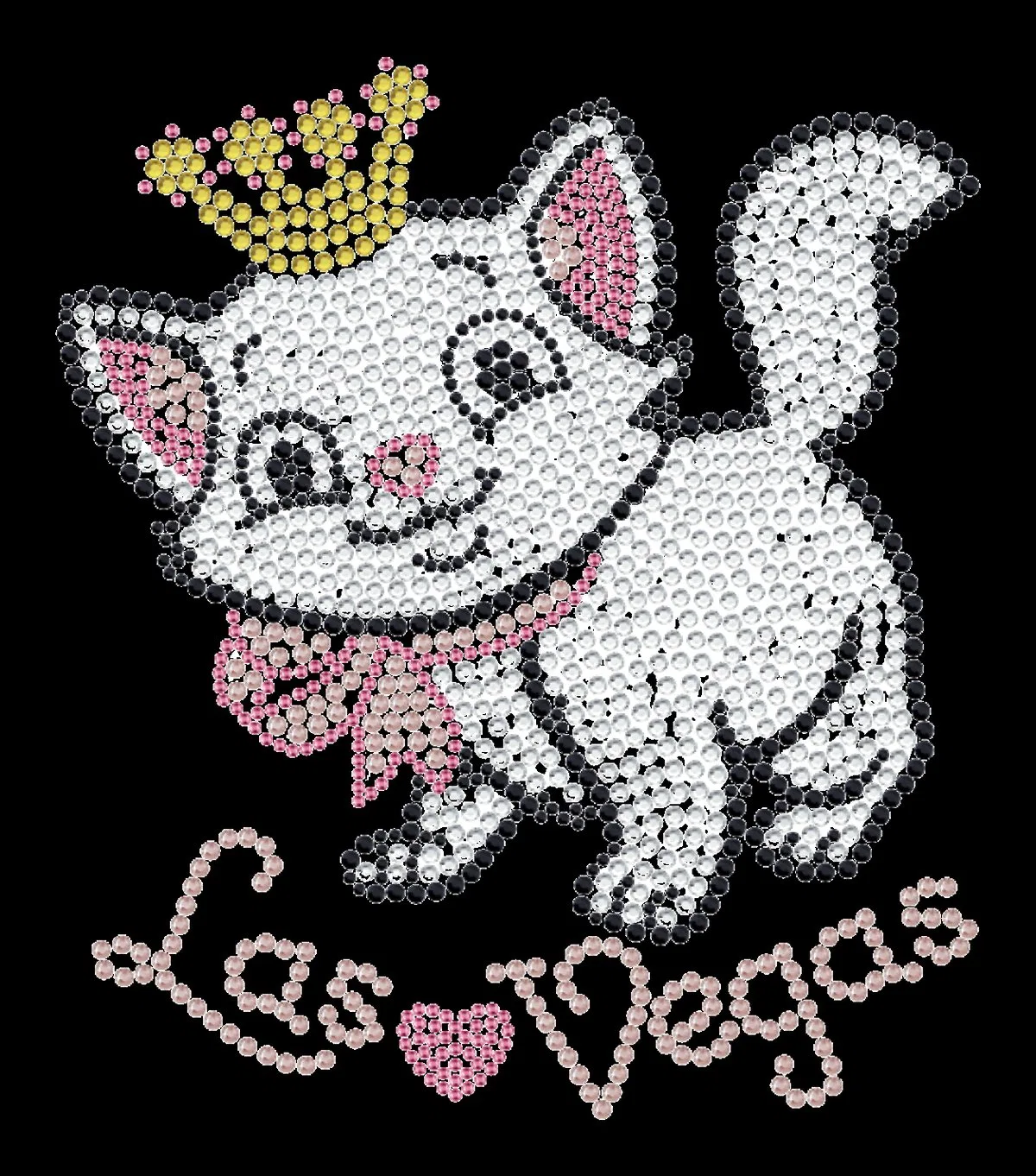 Cute Crown Cat Rhinestone Heat Transfer T-Shirt product image 3