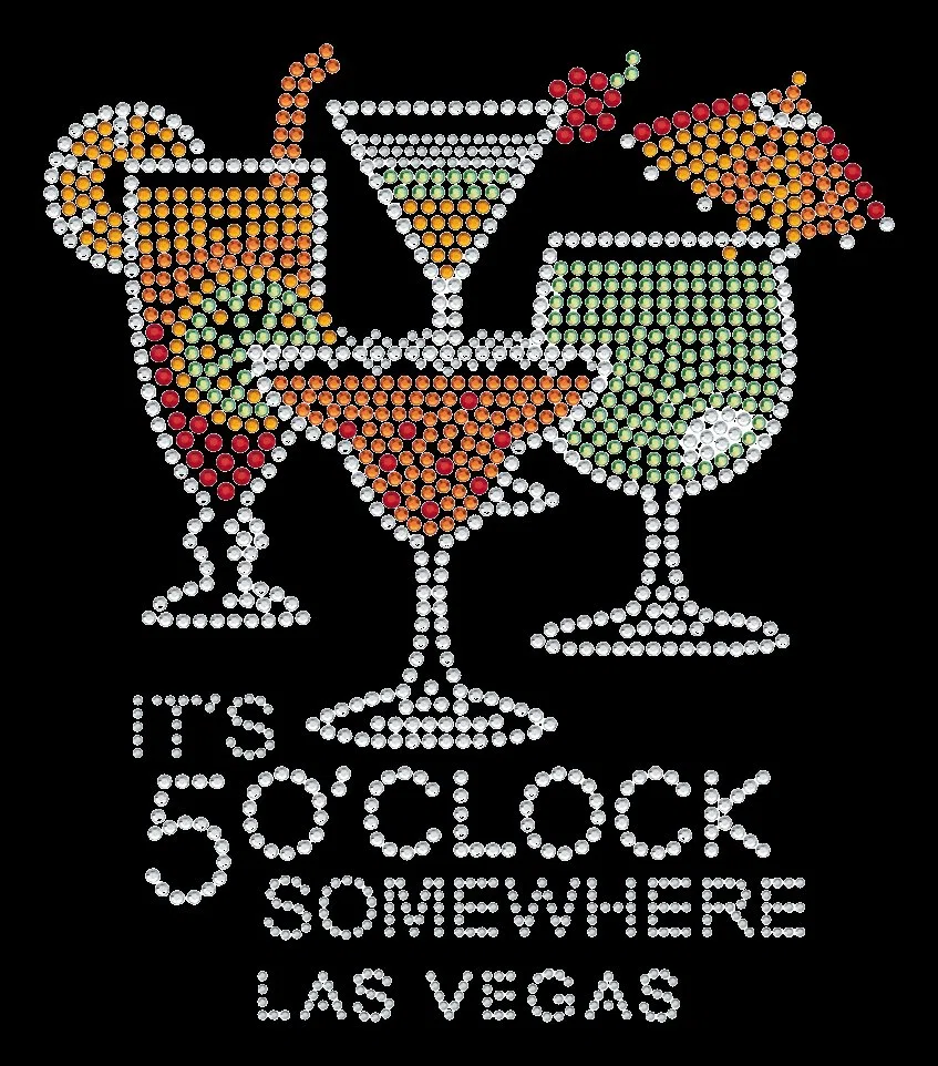 Colorful Cocktail Rhinestone Heat Transfer T-Shirt product image 3