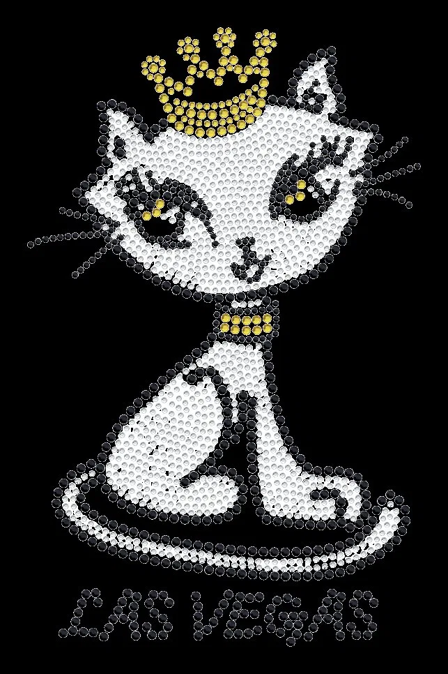 Minimal Crown Cat Rhinestone Heat Transfer T-Shirt product image 3