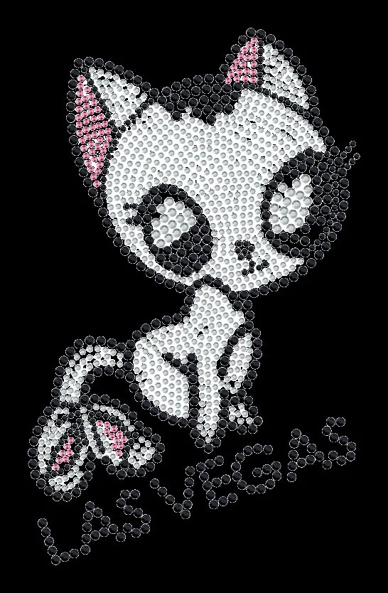Cute Cat Rhinestone Heat Transfer T-Shirt product image 3