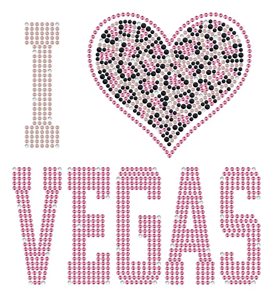 I Love Vegas Rhinestone Heat Transfer T-Shirt product image 3
