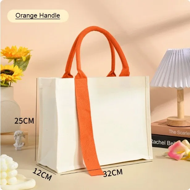 Color-Handle Canvas Tote Bag with Long Front Strap product image 3