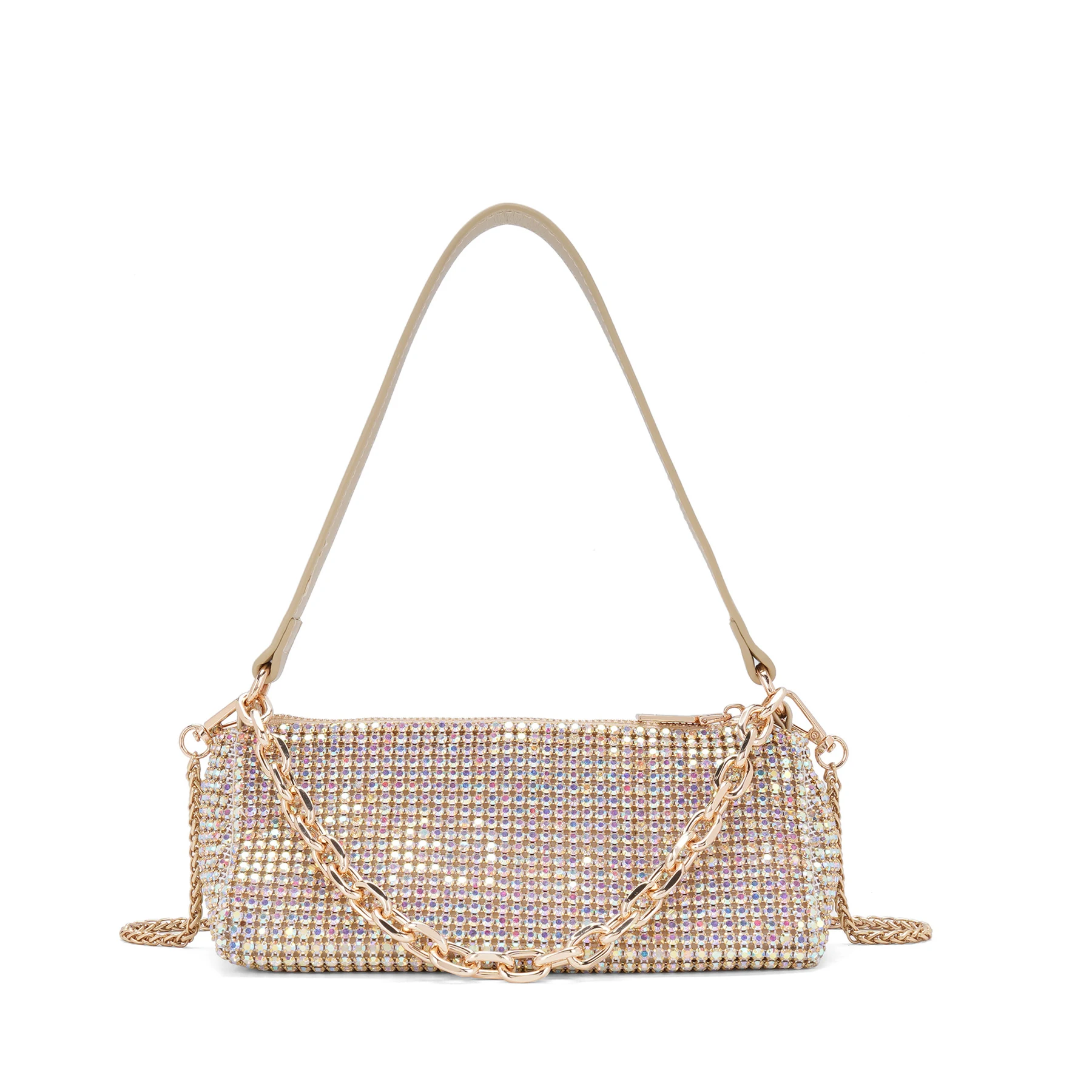 Rhinestone Baguette Bag with Chain Straps product image 3