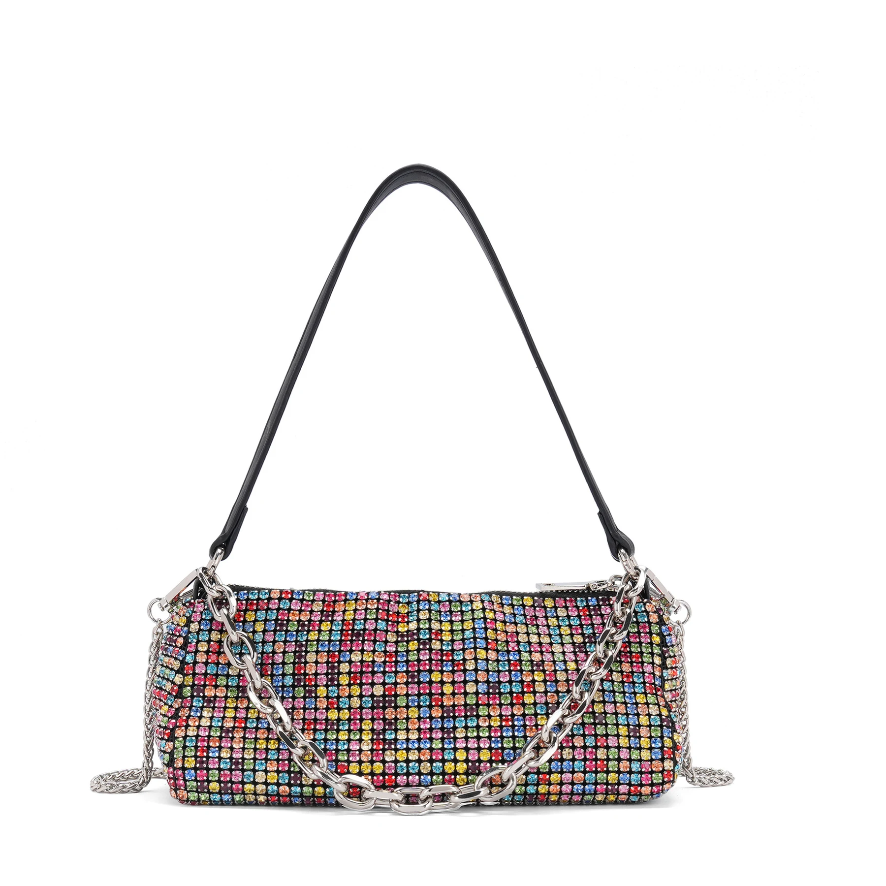 Rhinestone Baguette Bag with Chain Straps product image 4