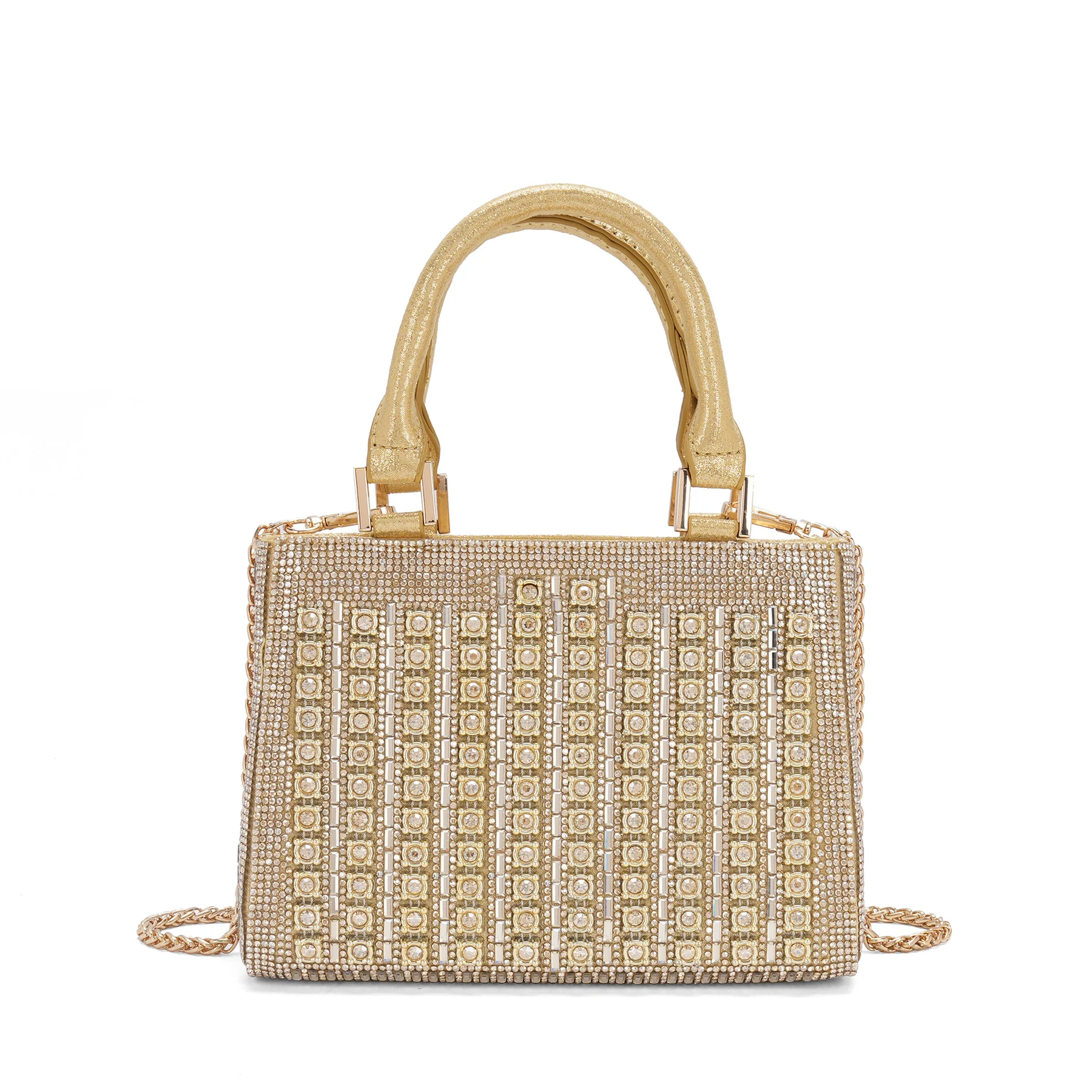 Structured Rhinestone Top-Handle Evening Bag leather goods reference