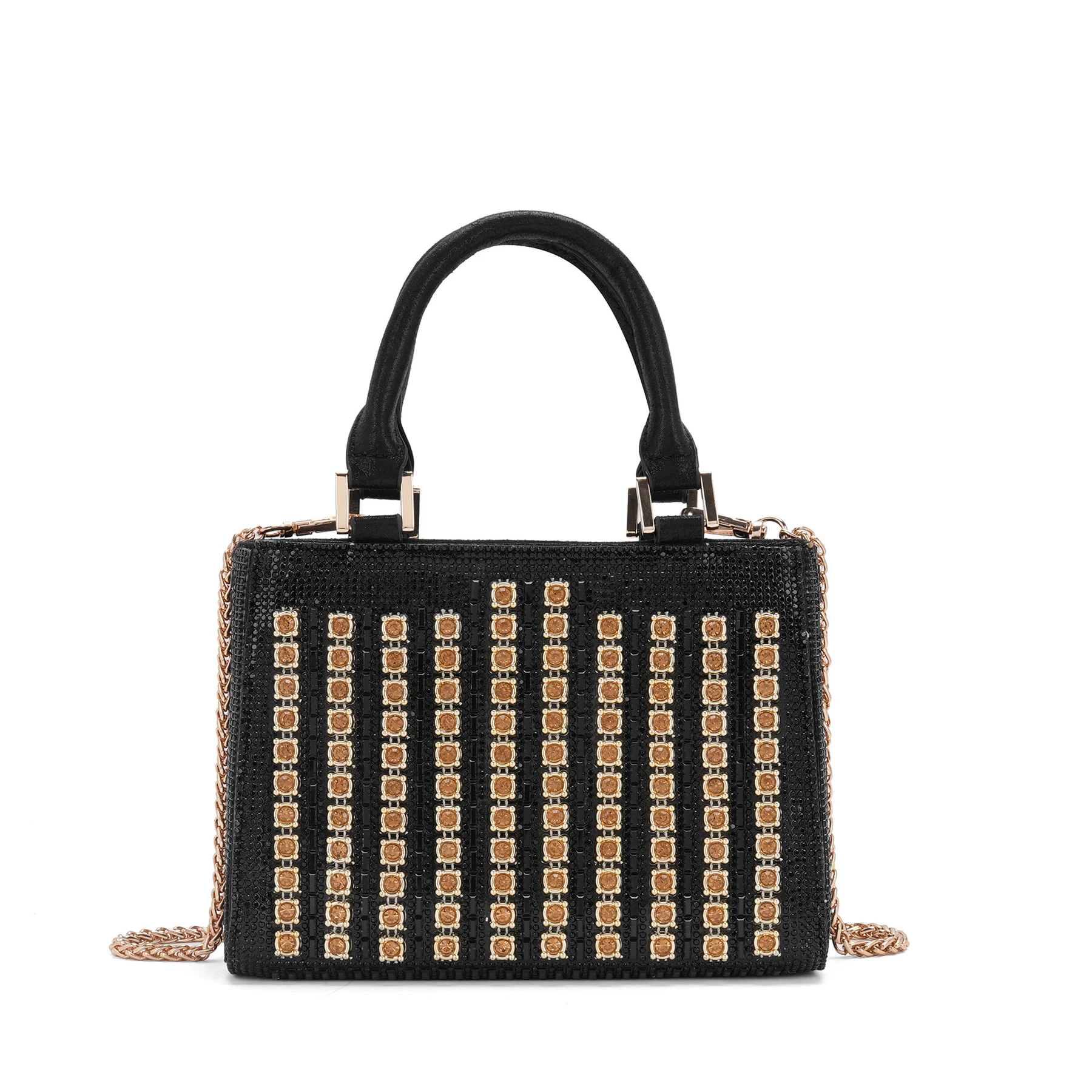 Structured Rhinestone Top-Handle Evening Bag bag branding detail