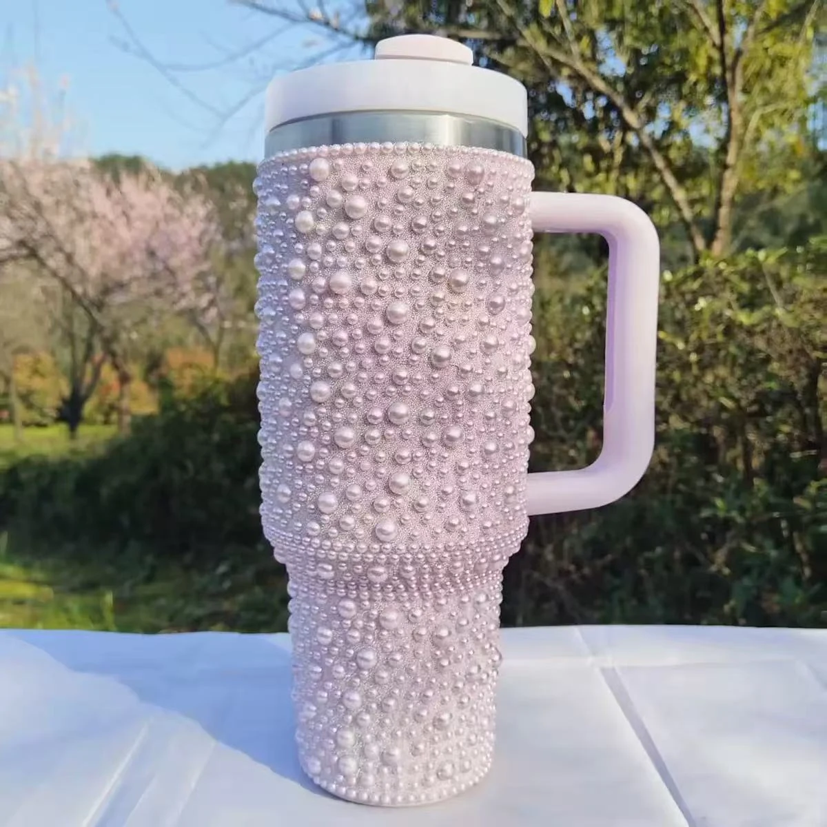 Pearl Beaded 40 oz Tumbler with Handle product image 3