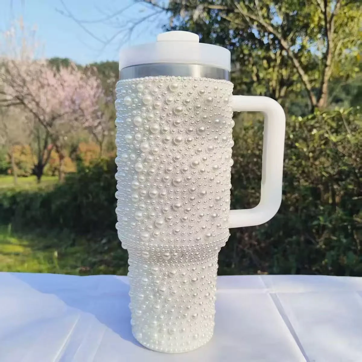 Pearl Beaded 40 oz Tumbler with Handle product image 4