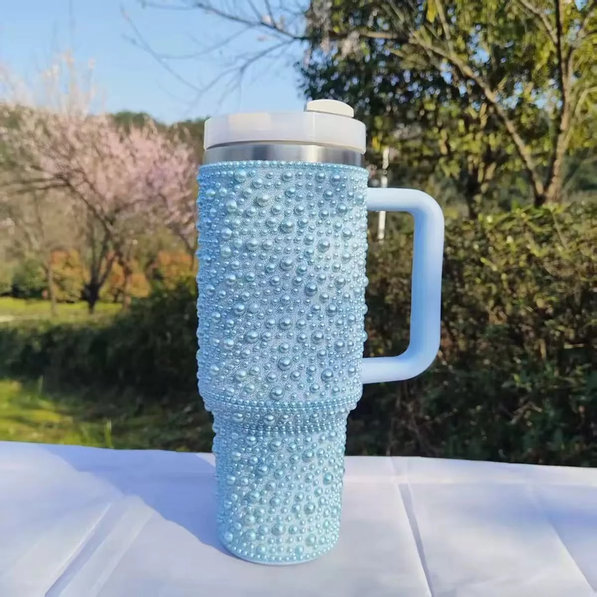 Pearl Beaded 40 oz Tumbler with Handle product image 5
