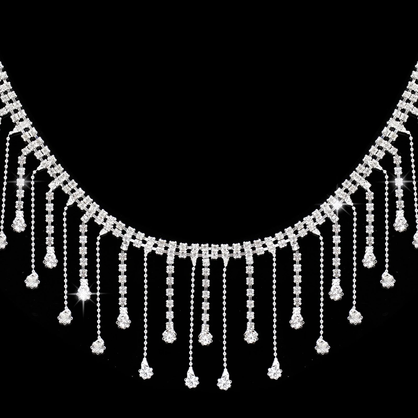 Teardrop Rhinestone Tassel Chain Trim product image 2