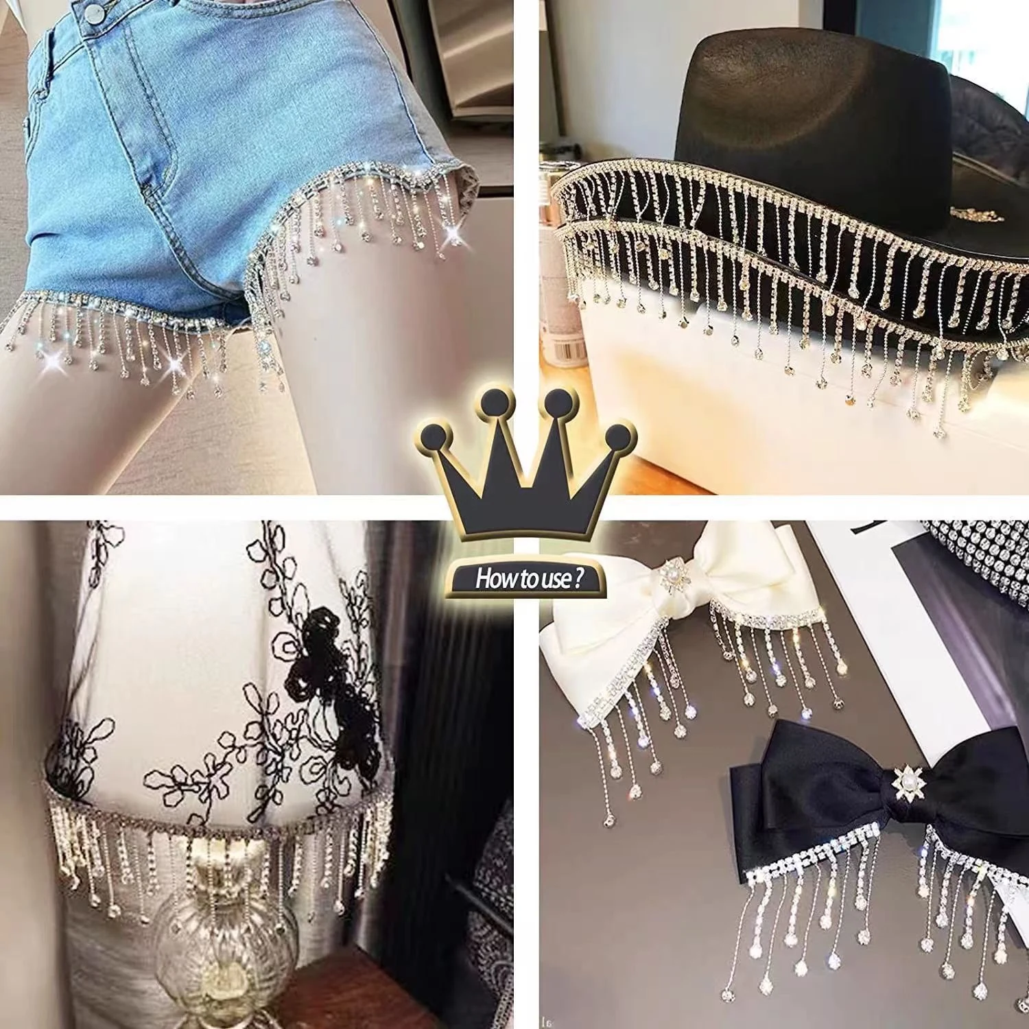 Teardrop Rhinestone Tassel Chain Trim product image 3