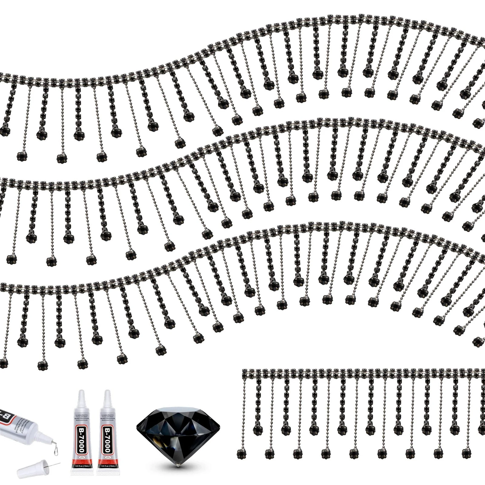 Teardrop Rhinestone Tassel Chain Trim product image 4