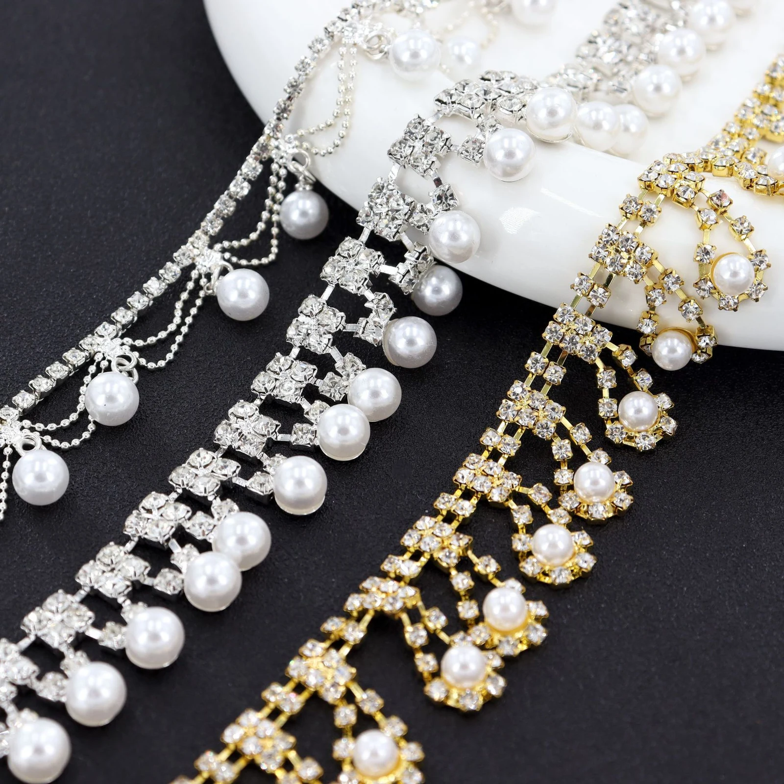 Pearl Rhinestone Chain Trim for Wedding Dresses product image 2