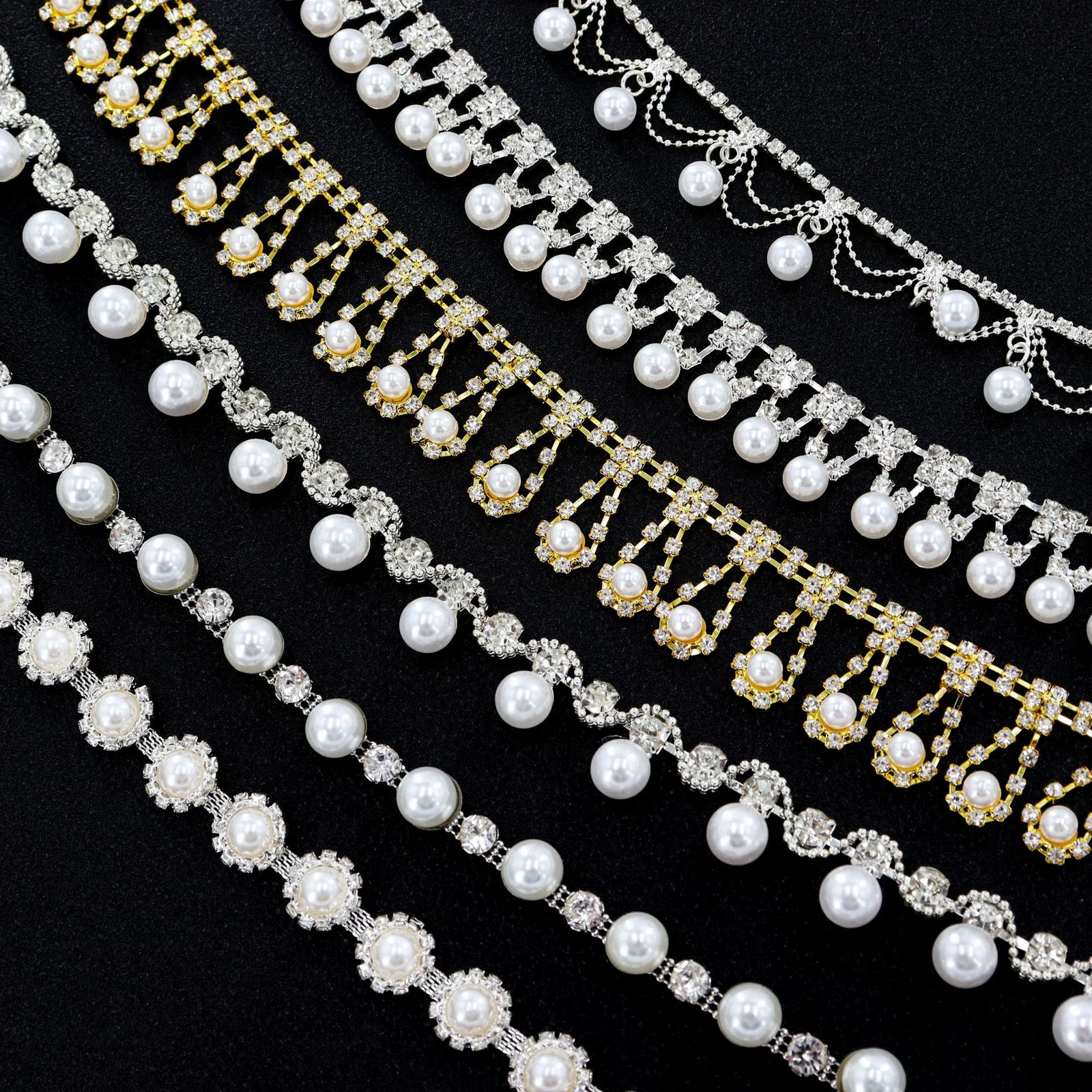 Pearl Rhinestone Chain Trim for Wedding Dresses product image 3