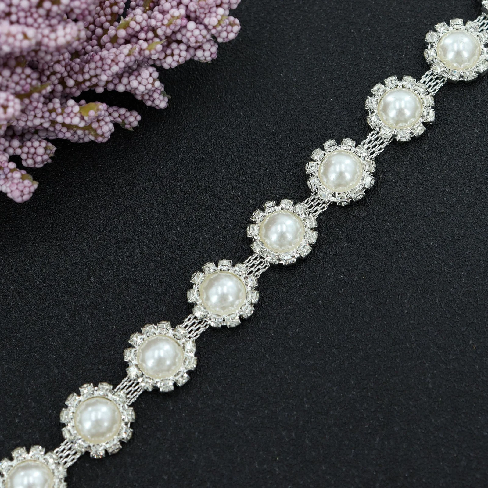 Pearl Rhinestone Chain Trim for Wedding Dresses product image 6