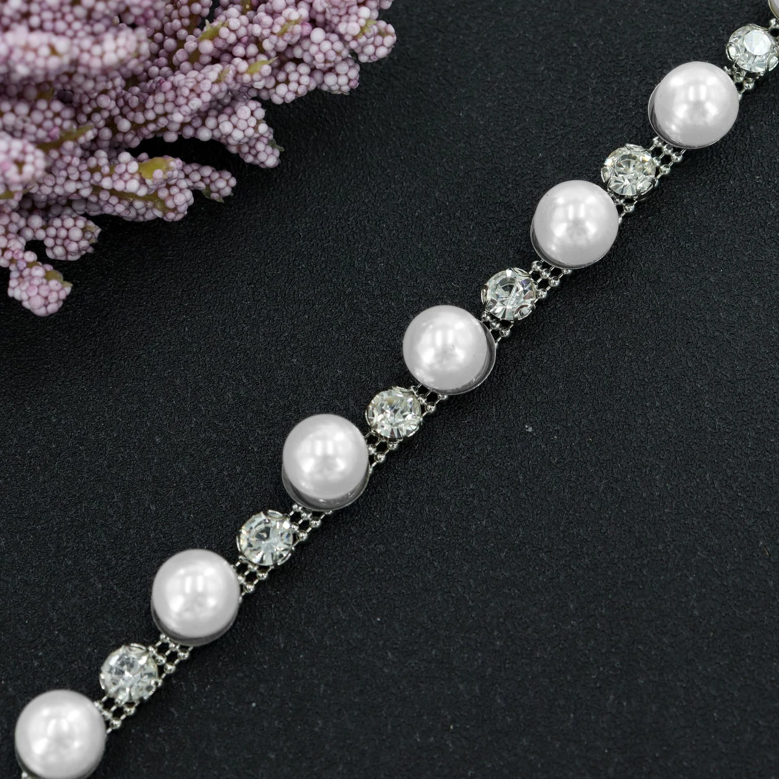 Pearl Rhinestone Chain Trim for Wedding Dresses product image 7