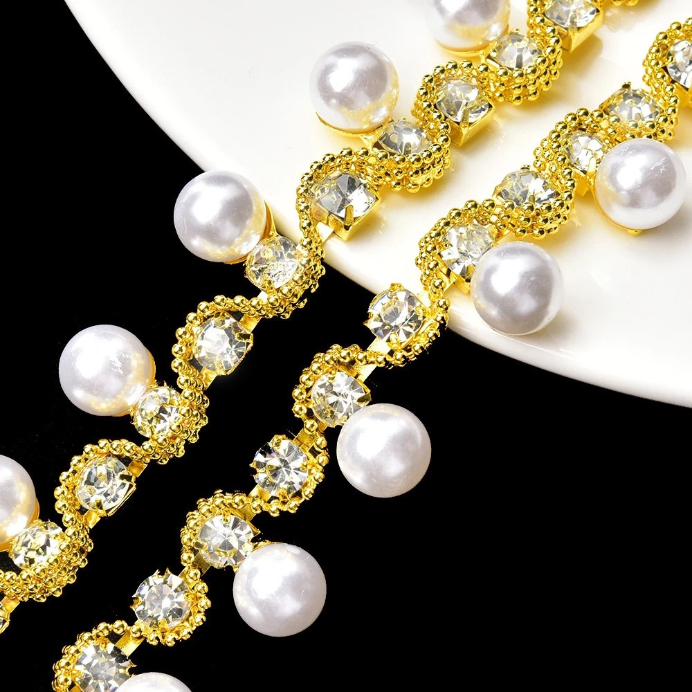 Pearl Rhinestone Chain Trim for Wedding Dresses product image 8