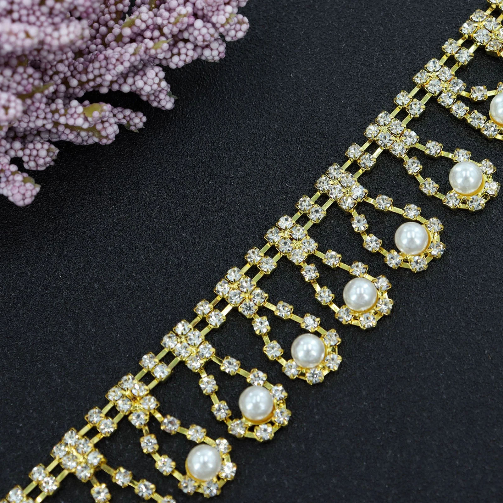 Pearl Rhinestone Chain Trim for Wedding Dresses product image 11