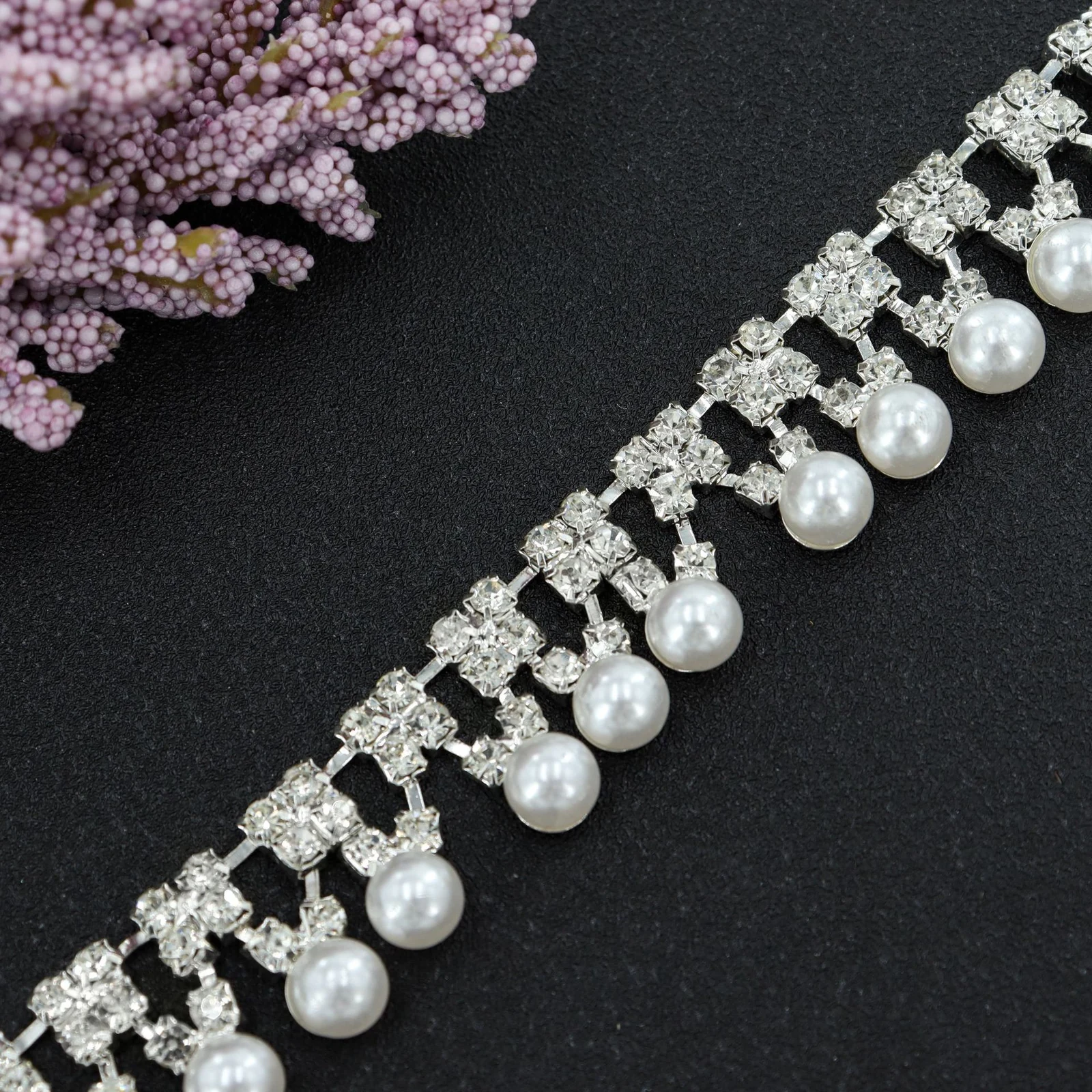 Pearl Rhinestone Chain Trim for Wedding Dresses product image 12