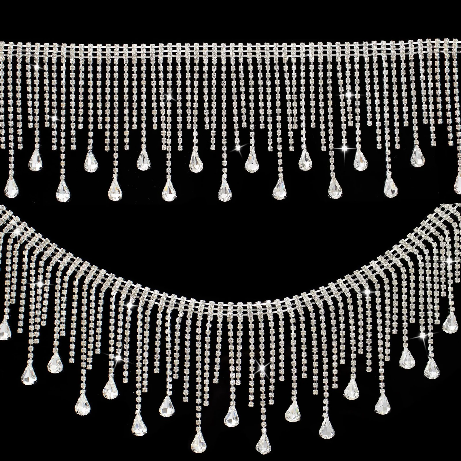 9 cm Teardrop Rhinestone Fringe Trim product image 3