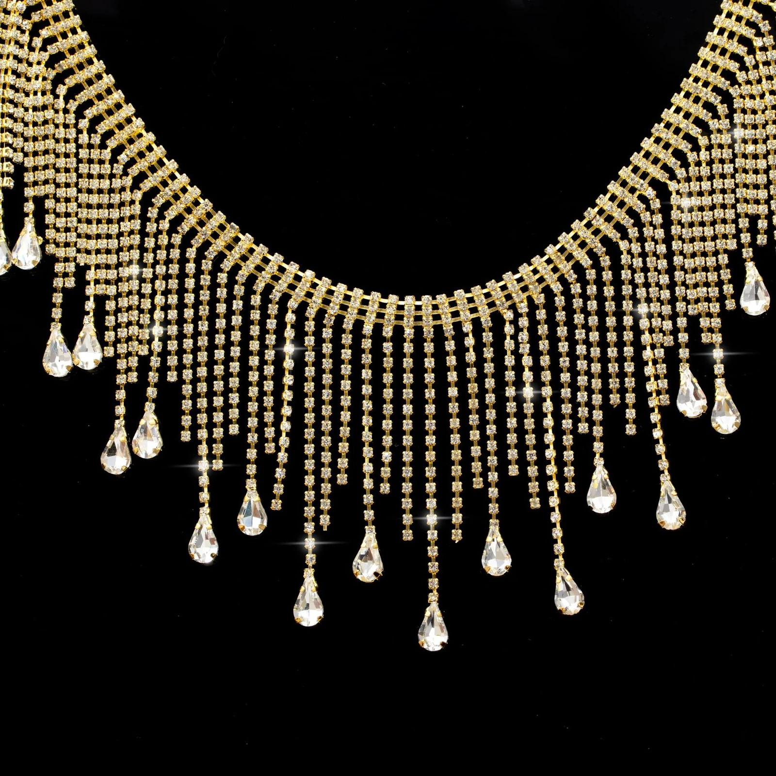 9 cm Teardrop Rhinestone Fringe Trim product image 9