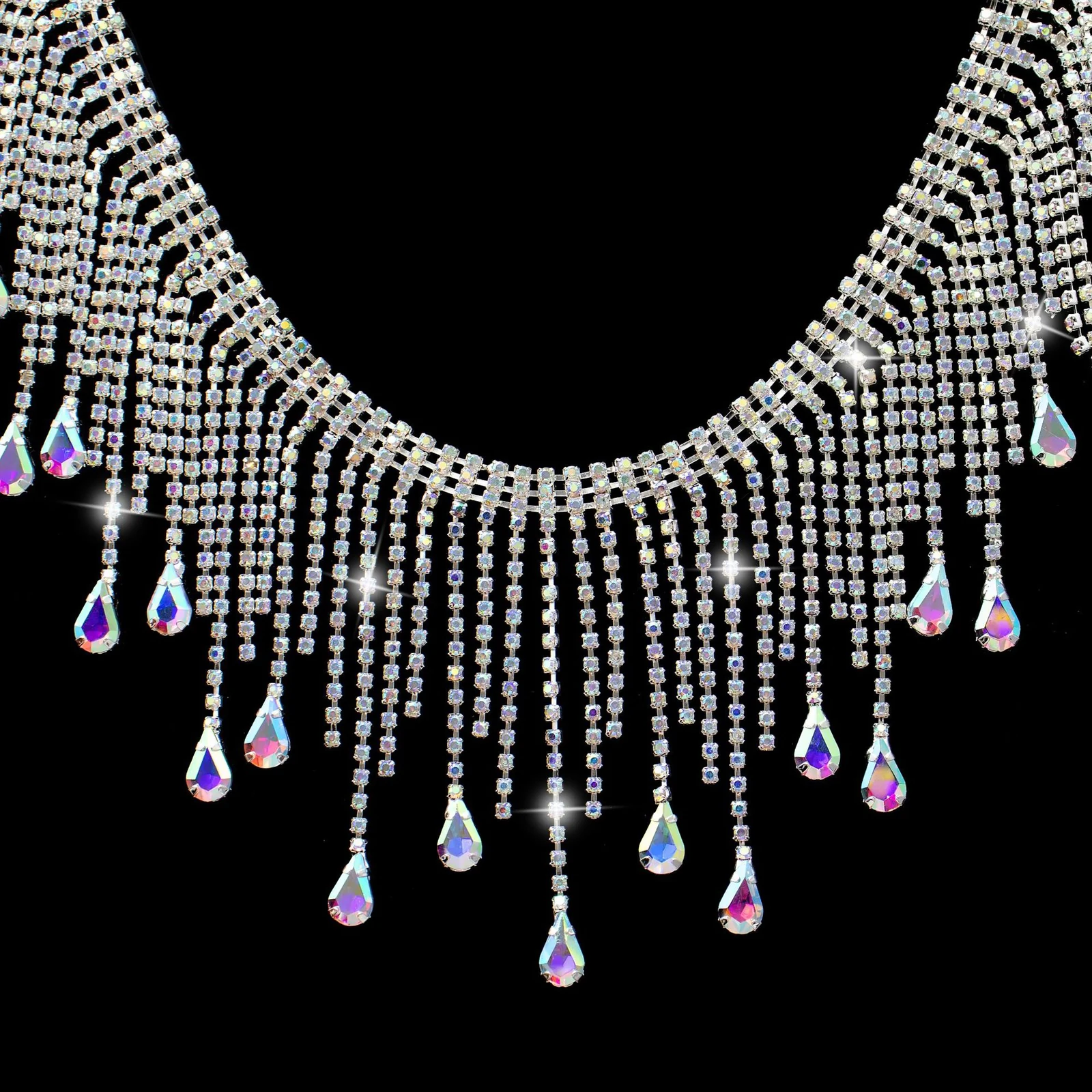 9 cm Teardrop Rhinestone Fringe Trim product image 10