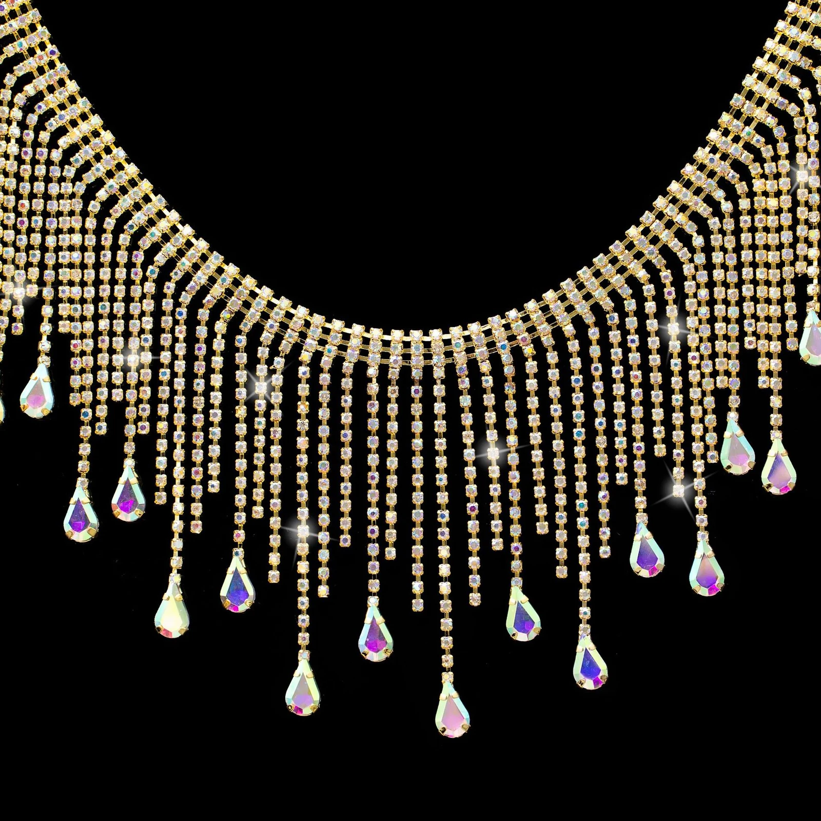 9 cm Teardrop Rhinestone Fringe Trim product image 11