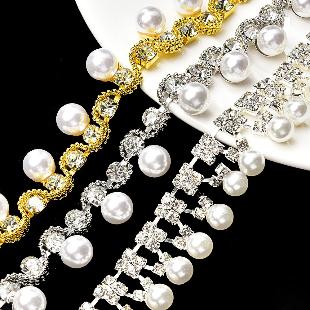 Nine-Pattern Pearl Rhinestone Chain Trim product image 2
