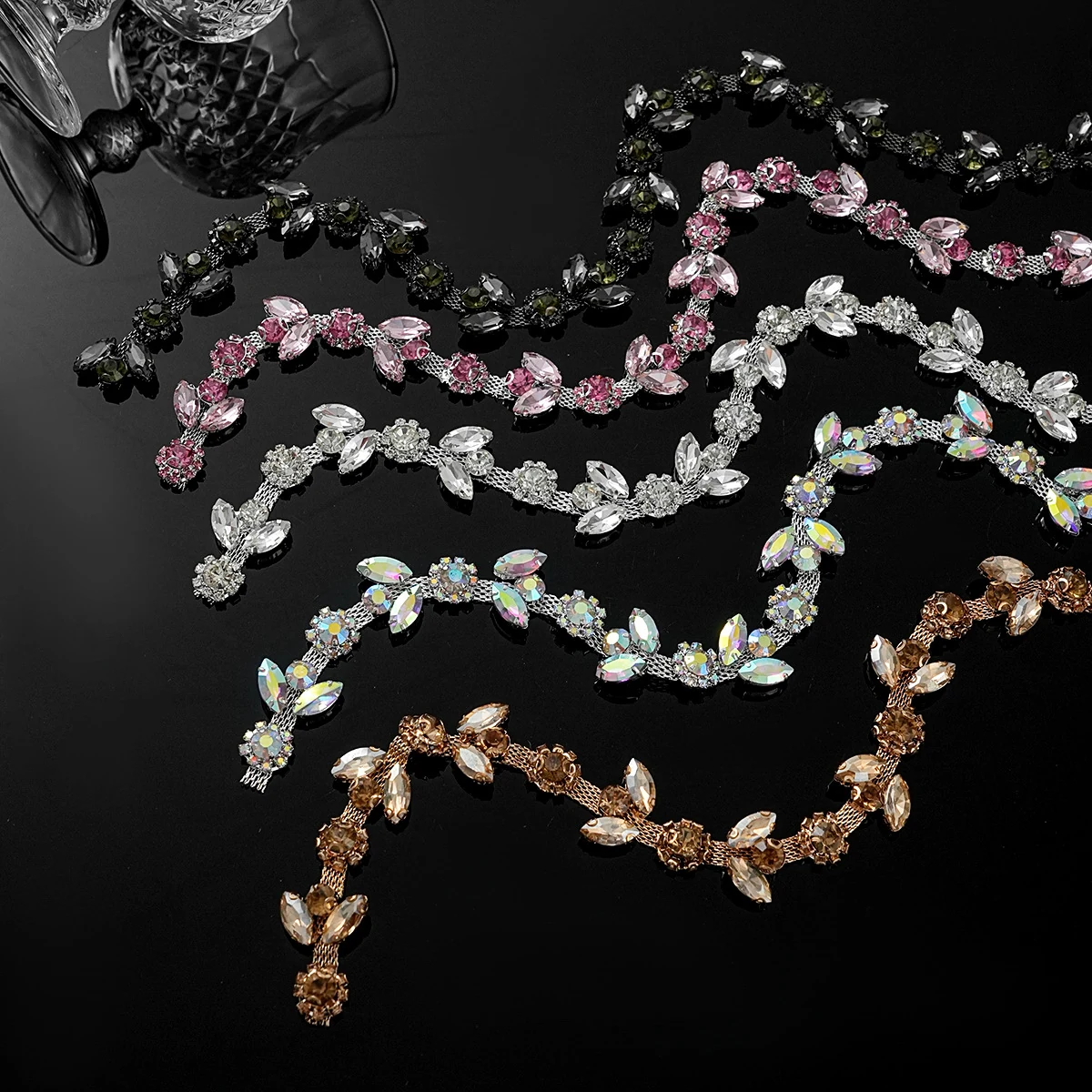 Sparse and Dense Colored Rhinestone Chain Trim product image 2