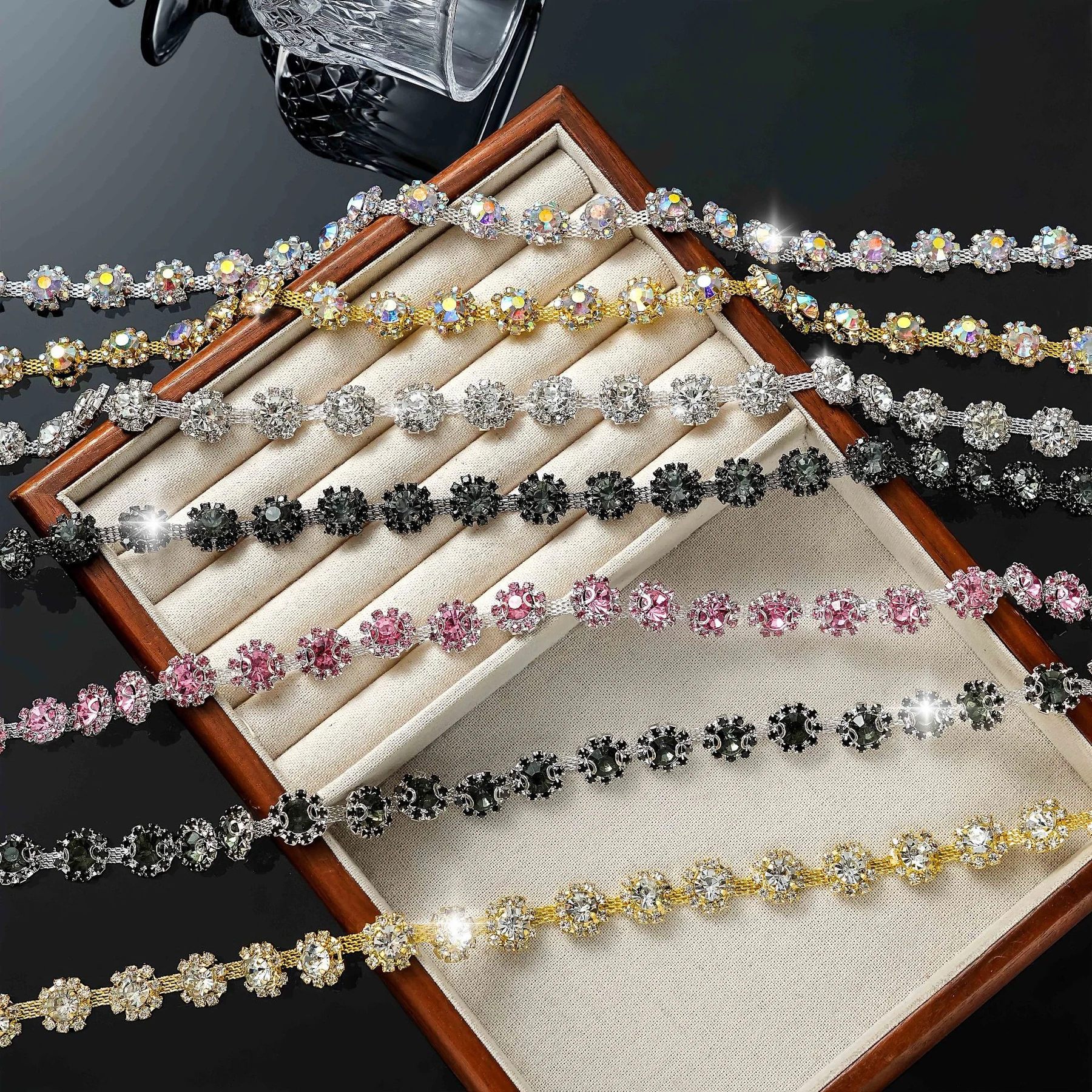 1.1 cm and 1.3 cm Sunflower Rhinestone Chain product image 2