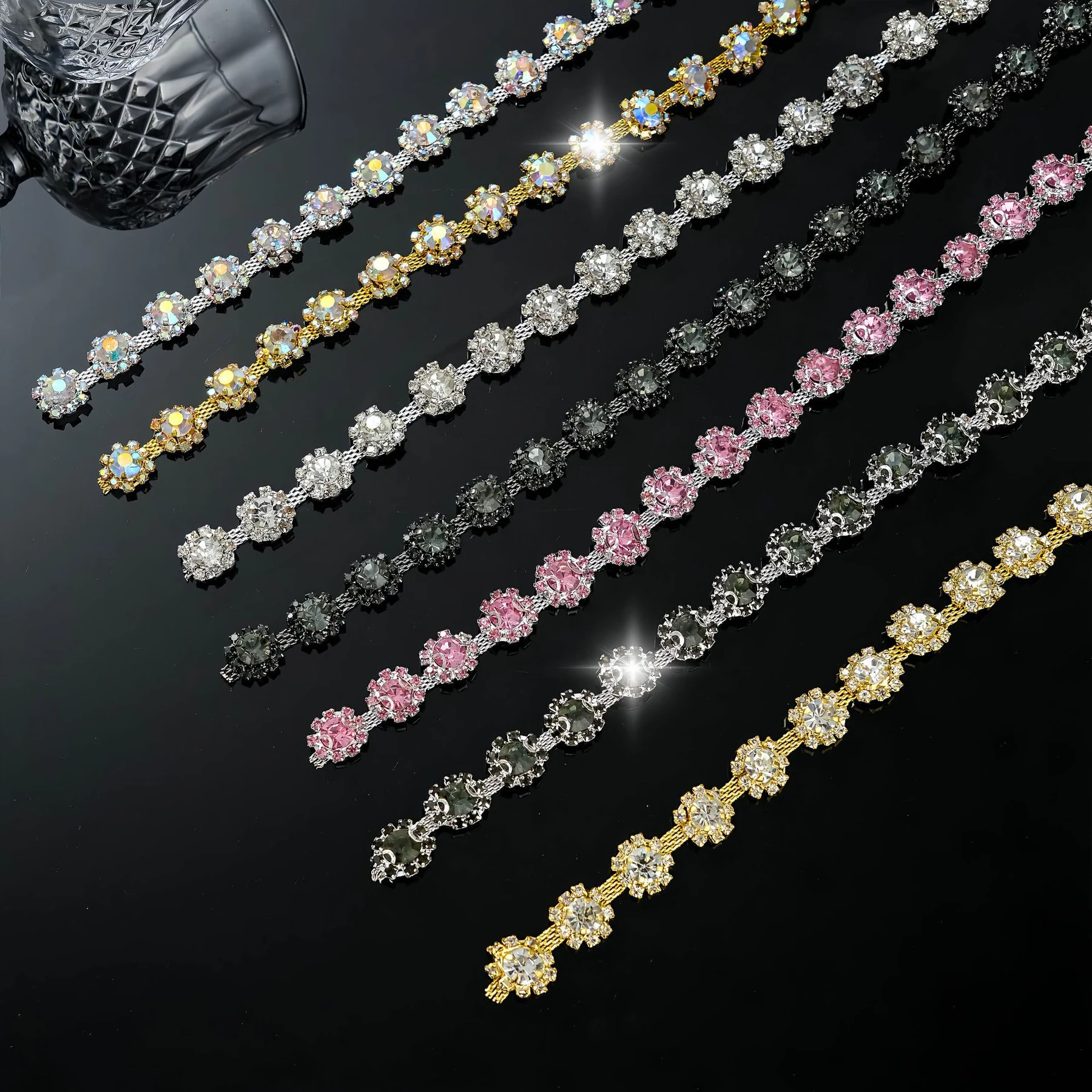 1.1 cm and 1.3 cm Sunflower Rhinestone Chain product image 3