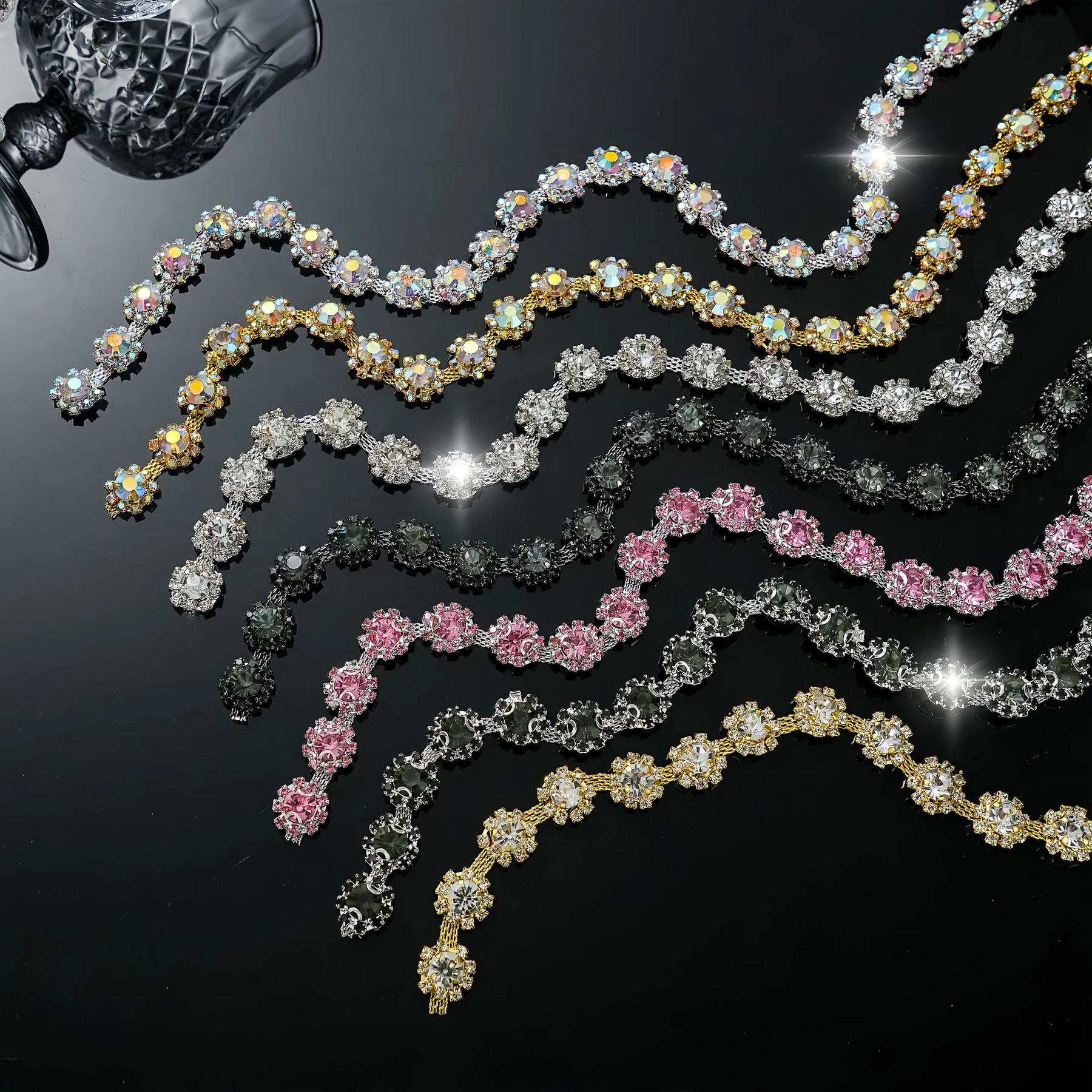 1.1 cm and 1.3 cm Sunflower Rhinestone Chain product image 4