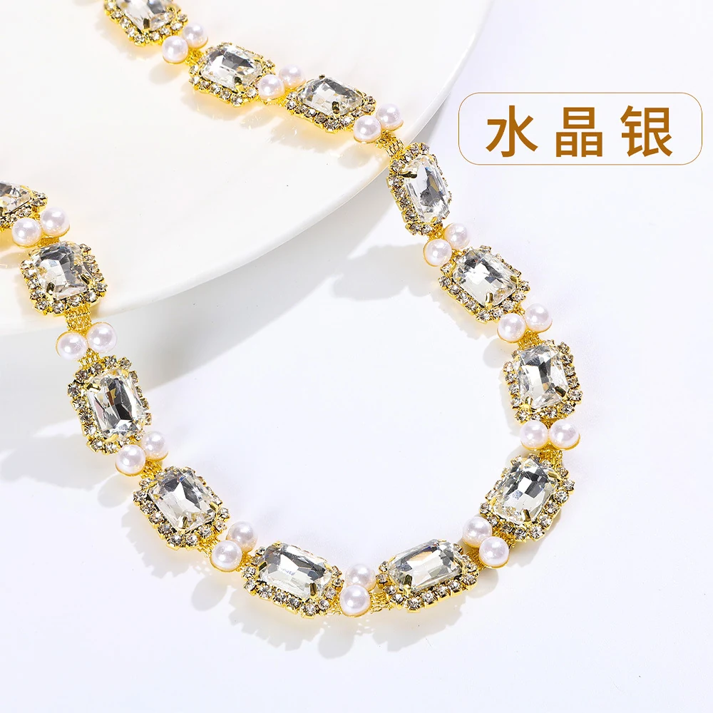 Pearl-Framed Rectangle Rhinestone Chain product image 6
