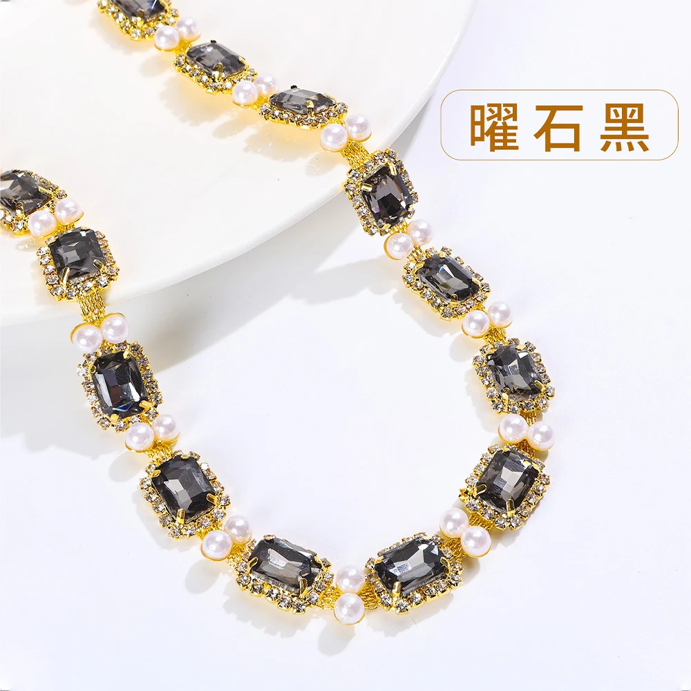 Pearl-Framed Rectangle Rhinestone Chain product image 7
