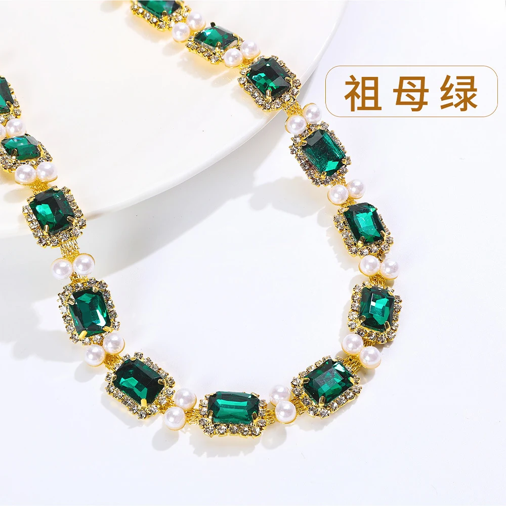 Pearl-Framed Rectangle Rhinestone Chain product image 8