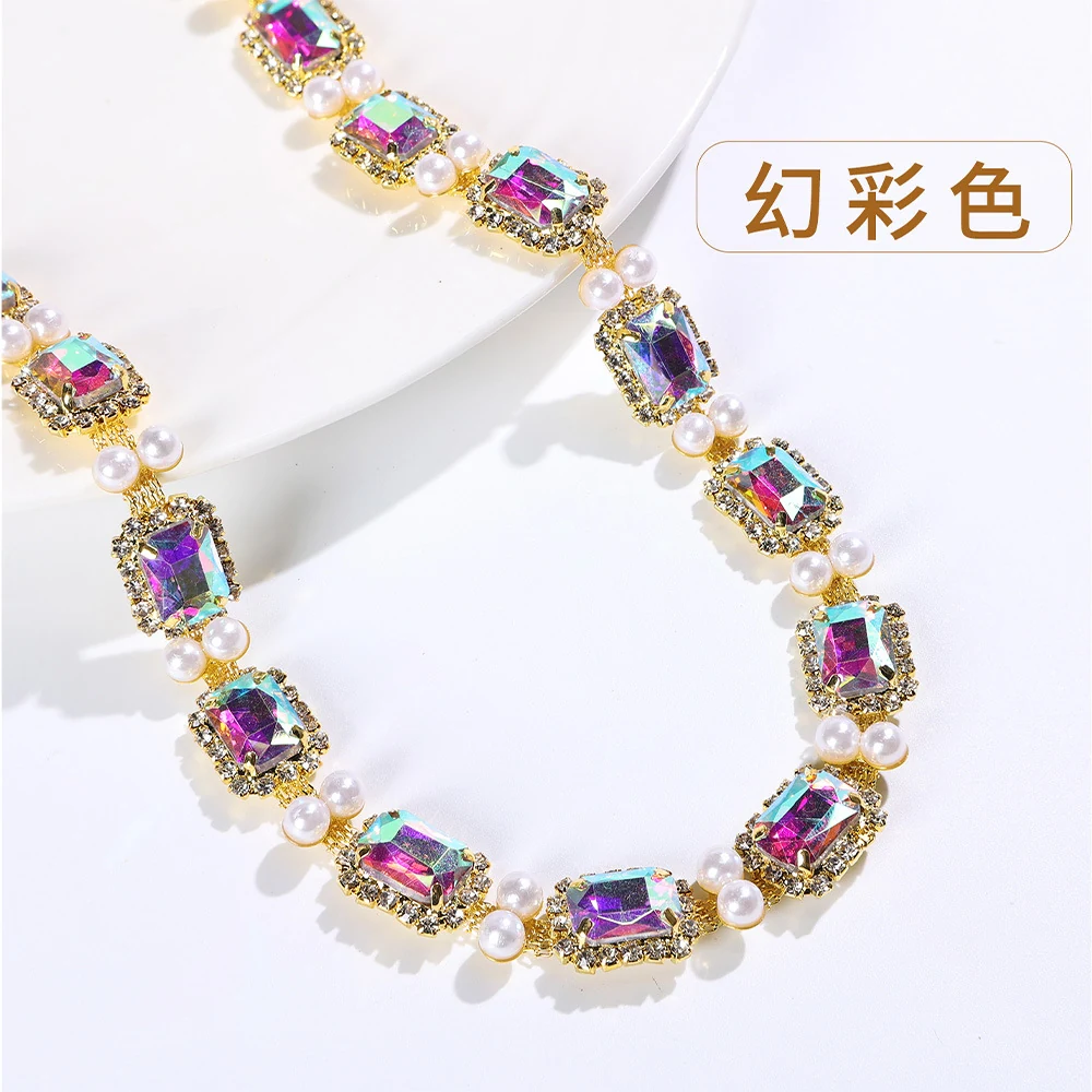 Pearl-Framed Rectangle Rhinestone Chain product image 9