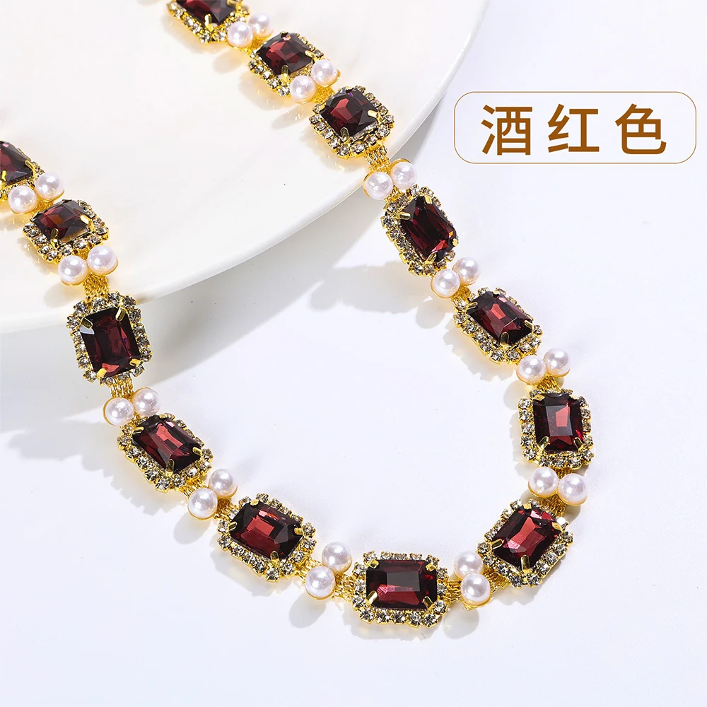 Pearl-Framed Rectangle Rhinestone Chain product image 11