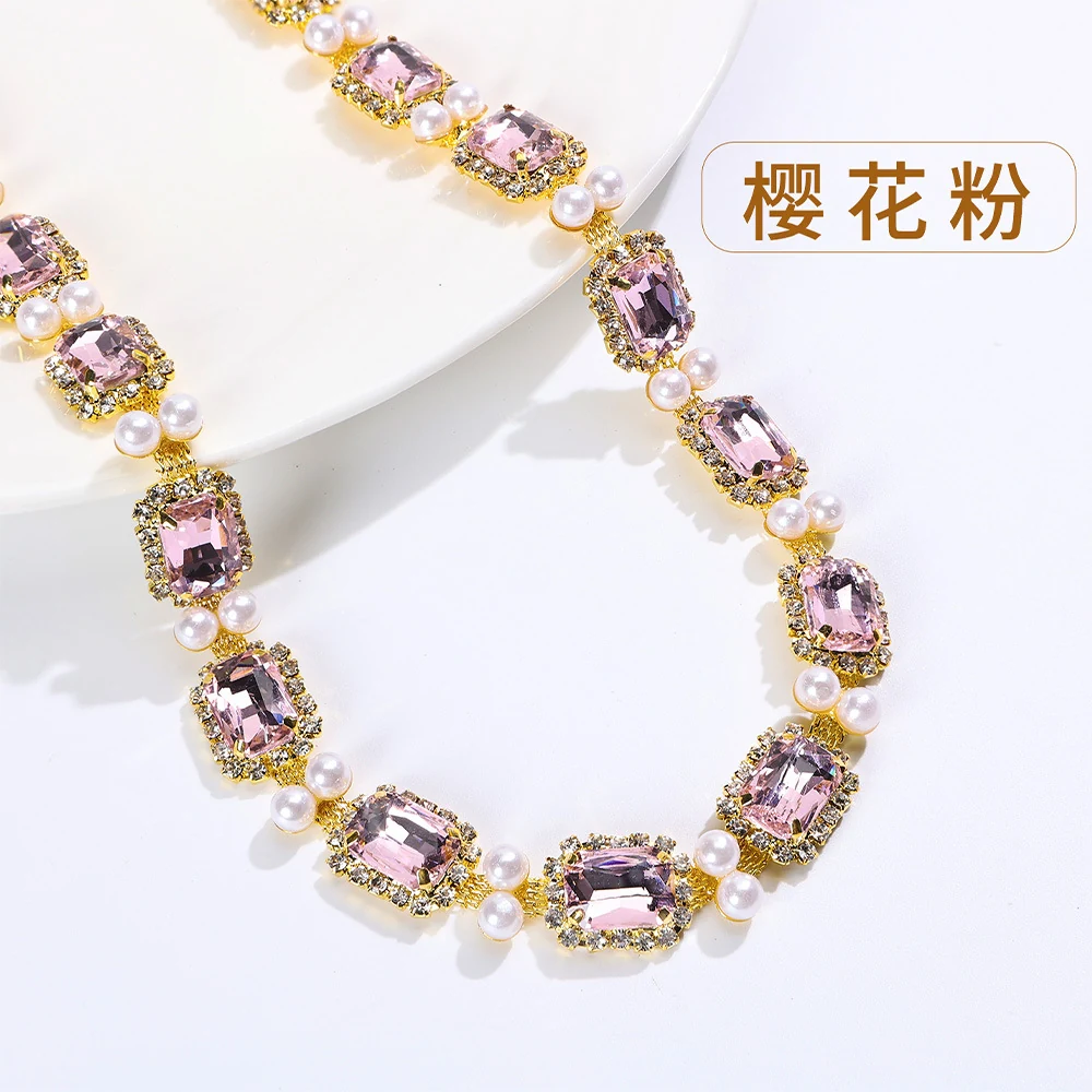 Pearl-Framed Rectangle Rhinestone Chain product image 12
