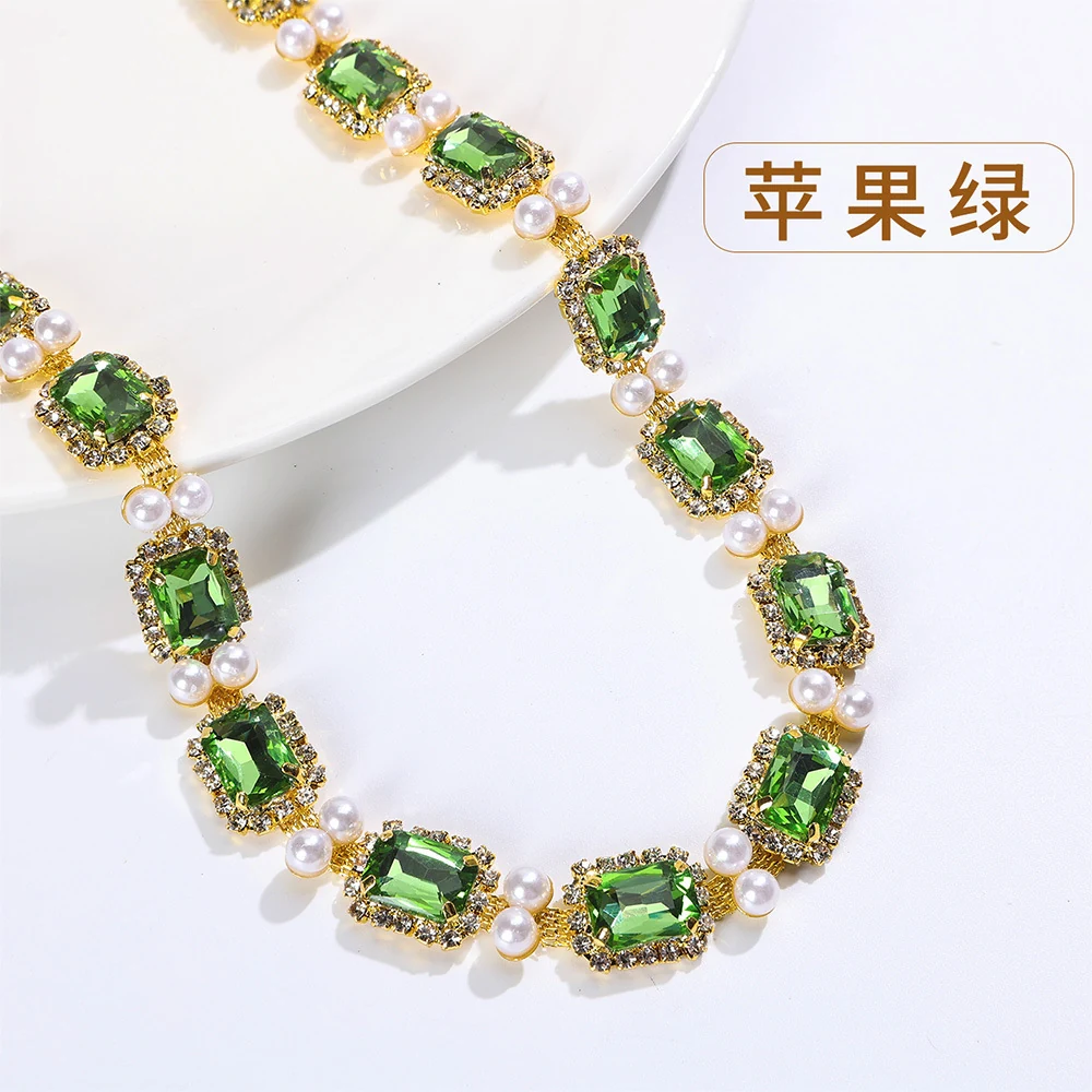 Pearl-Framed Rectangle Rhinestone Chain product image 13