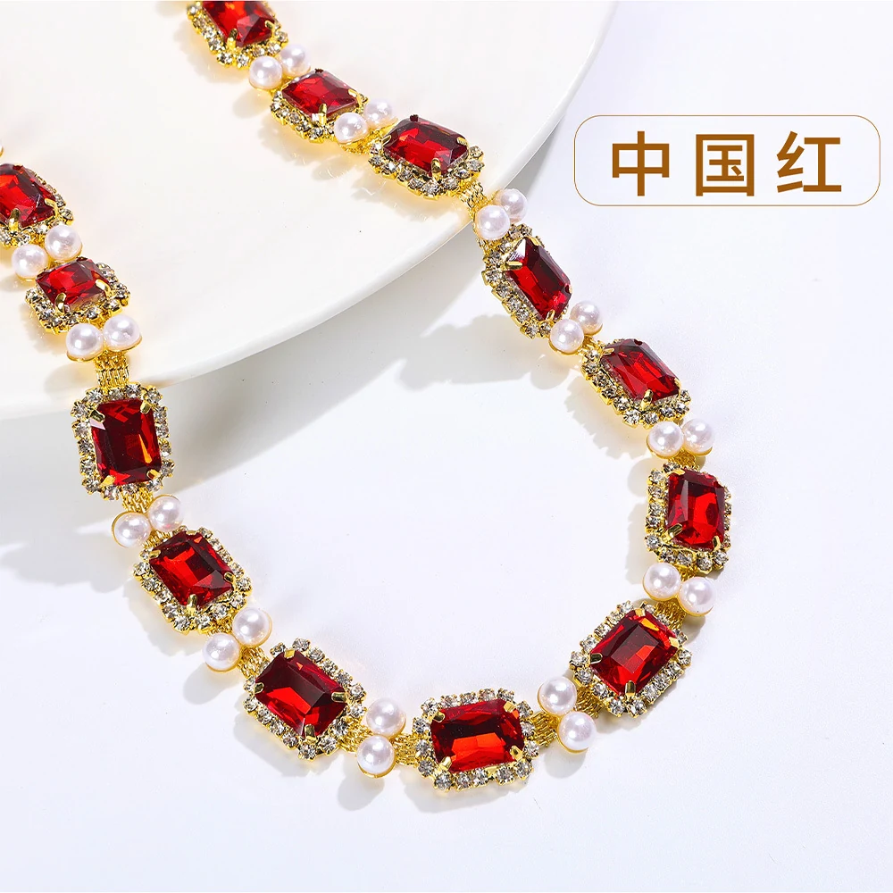 Pearl-Framed Rectangle Rhinestone Chain product image 14