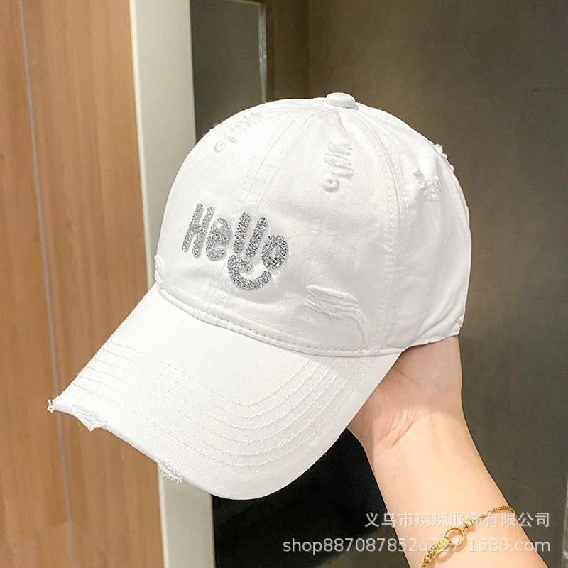 Distressed Hello Rhinestone Baseball Cap product image 5