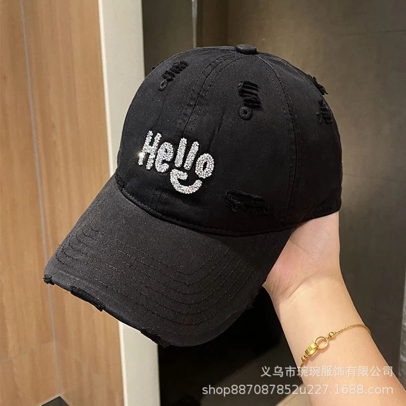 Distressed Hello Rhinestone Baseball Cap product image 6