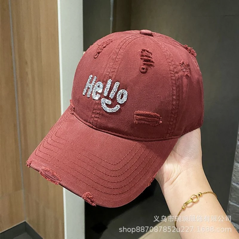 Distressed Hello Rhinestone Baseball Cap product image 7