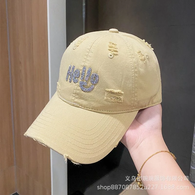 Distressed Hello Rhinestone Baseball Cap product image 9