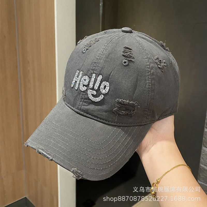 Distressed Hello Rhinestone Baseball Cap product image 10