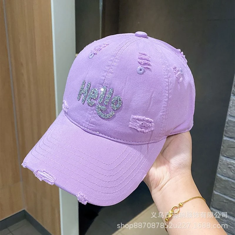 Distressed Hello Rhinestone Baseball Cap product image 11