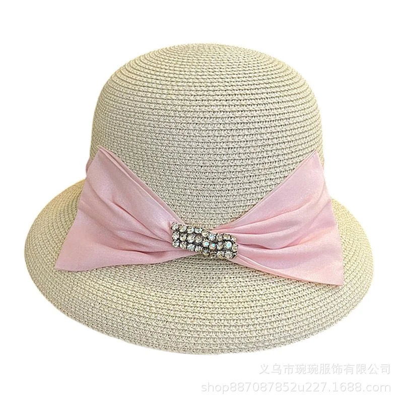 Rhinestone Bow Straw Sun Hat product image 3