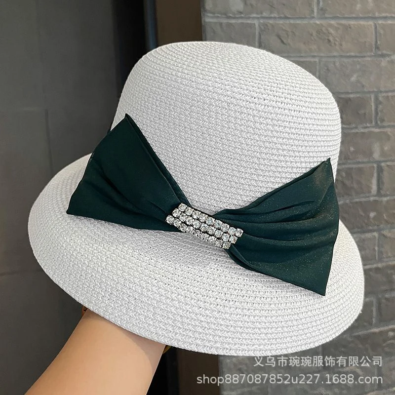 Rhinestone Bow Straw Sun Hat product image 4
