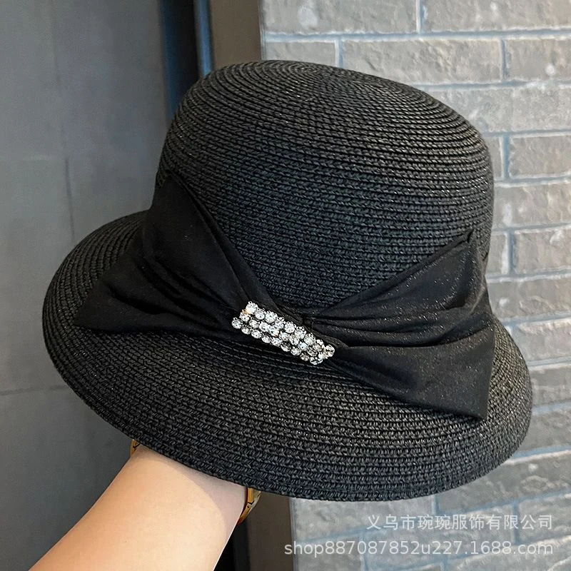 Rhinestone Bow Straw Sun Hat product image 5